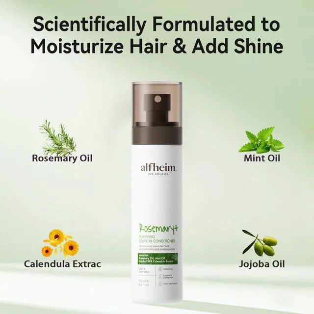 Alt view image 2 of 7 - ALFHEIM Rosemary+ Leave-in Conditioner | Lightweight Hydrating & Smoothing Hair Mist | Frizz Control & Heat Protection | Suitable for Oily, Fine, and Dandruff-Prone Hair | 5.4 oz