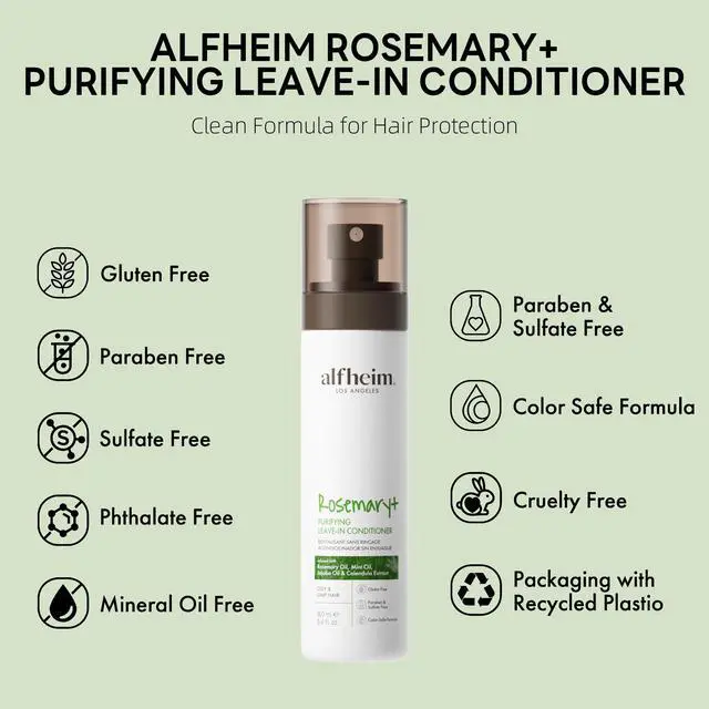 Alt view image 6 of 7 - ALFHEIM Rosemary+ Leave-in Conditioner | Lightweight Hydrating & Smoothing Hair Mist | Frizz Control & Heat Protection | Suitable for Oily, Fine, and Dandruff-Prone Hair | 5.4 oz