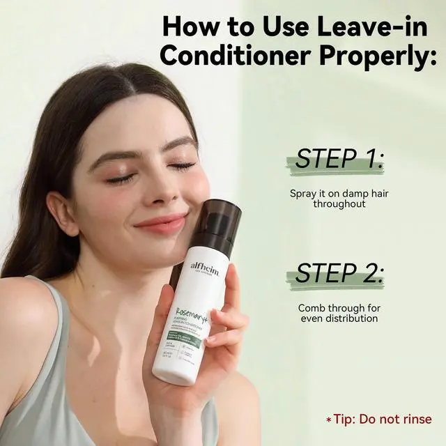 Alt view image 4 of 7 - ALFHEIM Rosemary+ Leave-in Conditioner | Lightweight Hydrating & Smoothing Hair Mist | Frizz Control & Heat Protection | Suitable for Oily, Fine, and Dandruff-Prone Hair | 5.4 oz