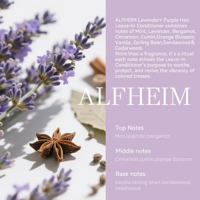 Alt view image 3 of 6 - ALFHEIM Lavender Purple Leave-In Conditioner Spray Repairs Blonde & Gray Hair Strengthens Dry Damaged Strands Lightweight Non-Sticky Formula Paraben & Sulfate-Free for On-the-Go & Post-Color Care