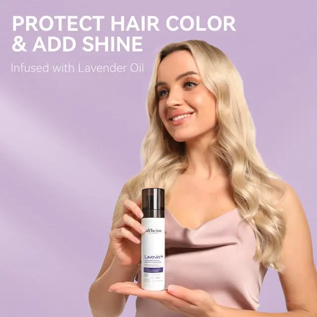 Alt view image 4 of 6 - ALFHEIM Lavender Purple Leave-In Conditioner Spray Repairs Blonde & Gray Hair Strengthens Dry Damaged Strands Lightweight Non-Sticky Formula Paraben & Sulfate-Free for On-the-Go & Post-Color Care