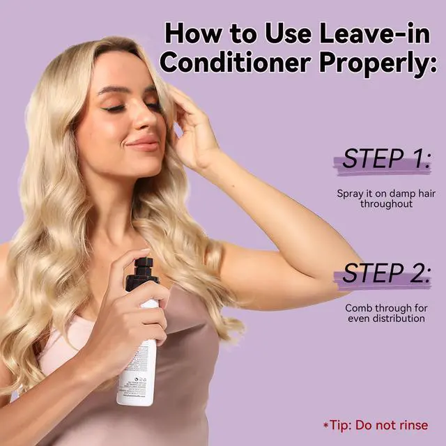 Alt view image 5 of 6 - ALFHEIM Lavender Purple Leave-In Conditioner Spray Repairs Blonde & Gray Hair Strengthens Dry Damaged Strands Lightweight Non-Sticky Formula Paraben & Sulfate-Free for On-the-Go & Post-Color Care