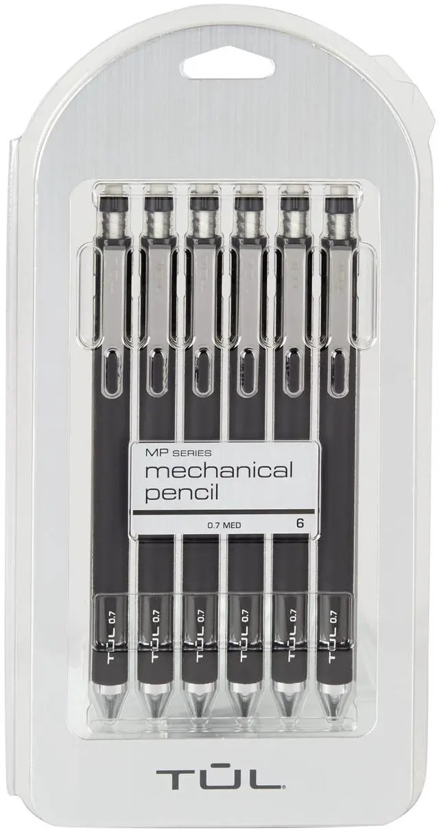 Main image of Mechanical Pencils, 0.7 mm, Black Barrels, Pack Of 6 Pencils