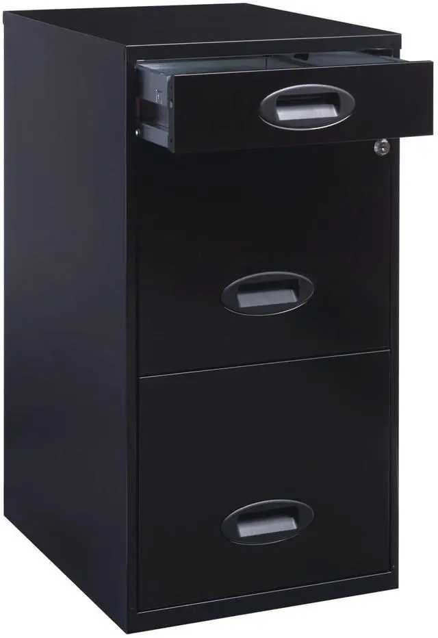 Alt view image 8 of 11 - Realspace® SOHO Metal Vertical File Cabinet, 3 Drawers, 18"D, Black