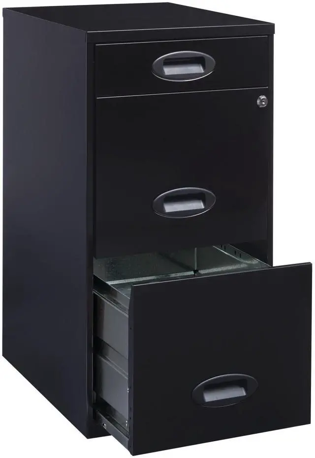 Alt view image 9 of 11 - Realspace® SOHO Metal Vertical File Cabinet, 3 Drawers, 18"D, Black