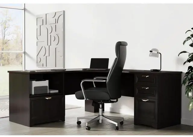 Alt view image 4 of 10 - Realspace Magellan Performance 71"W L-Shape Corner Desk 956652 - Espresso