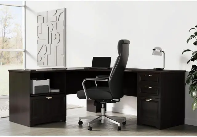 Alt view image 5 of 10 - Realspace Magellan Performance 71"W L-Shape Corner Desk 956652 - Espresso