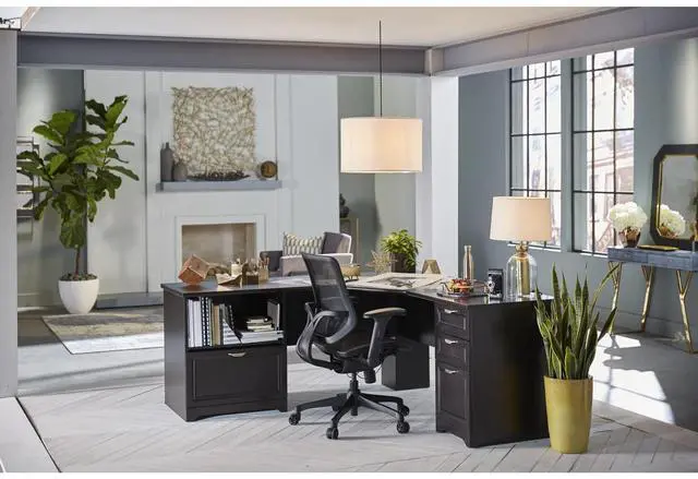Alt view image 7 of 10 - Realspace Magellan Performance 71"W L-Shape Corner Desk 956652 - Espresso