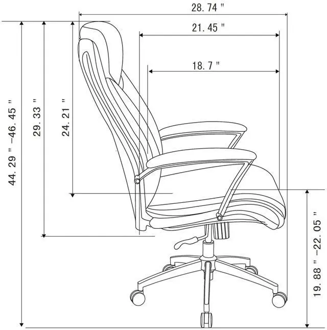 Alt view image 5 of 7 - ® Modern Comfort Verismo Bonded Leather High-Back Executive Office Chair, Brown/Chrome, BIFMA Compliant