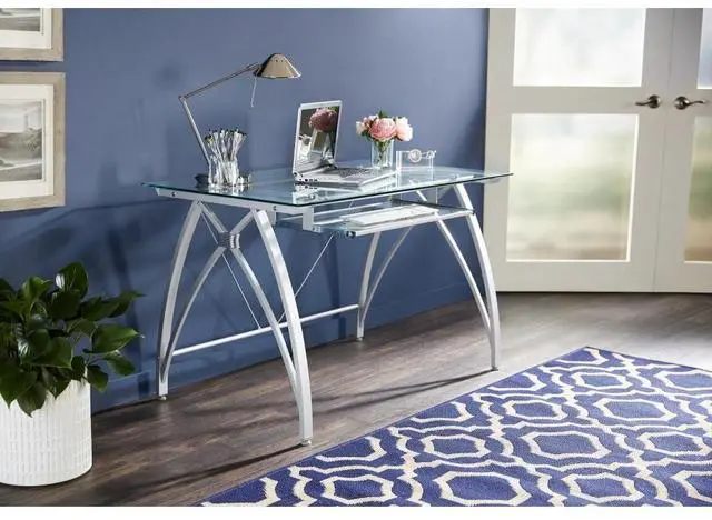 Main image of Realspace® Vista 48"W Glass Computer Desk, Silver