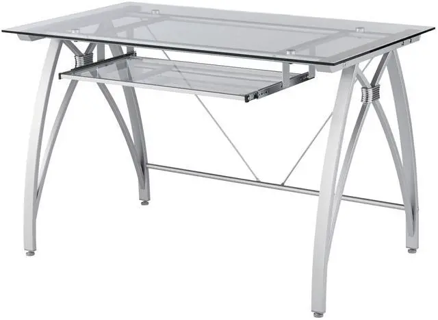 Alt view image 6 of 7 - Realspace® Vista 48"W Glass Computer Desk, Silver
