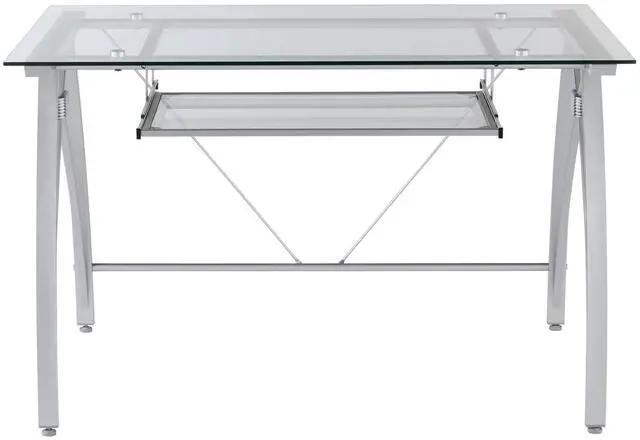 Alt view image 7 of 7 - Realspace® Vista 48"W Glass Computer Desk, Silver