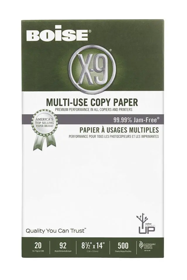 Alt view image 3 of 4 - Boise X-9 Multi-Use Printer & Copy Paper, 10 Reams, White, Legal (8.5in x 14in), 5000 Sheets Per Case, 20 Lb, 92 Brightness