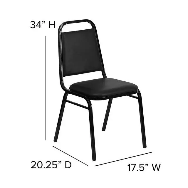 Alt view image 3 of 6 - Hercules Trapezoidal Back Stackable Banquet Chair, Black | Black Frame, Vinyl Upholstery