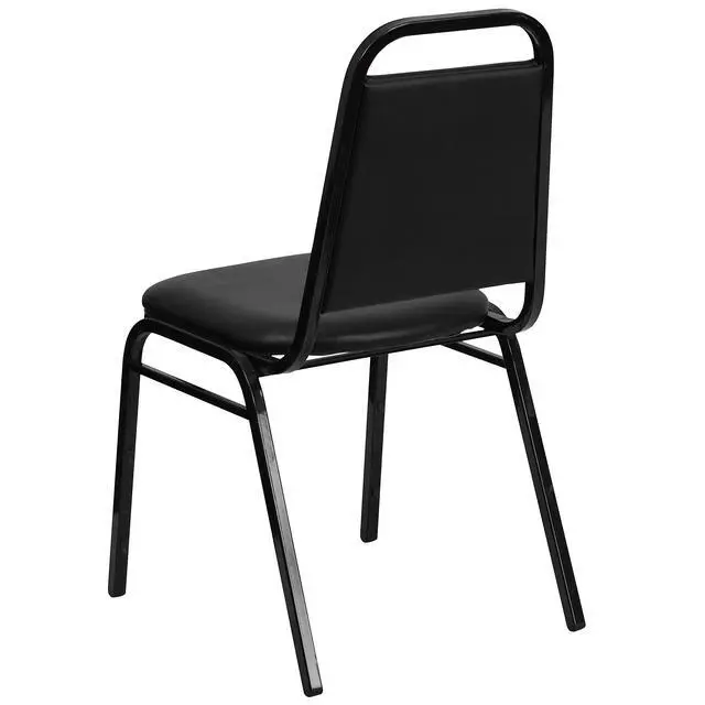 Alt view image 5 of 6 - Hercules Trapezoidal Back Stackable Banquet Chair, Black | Black Frame, Vinyl Upholstery