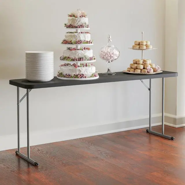 Alt view image 3 of 7 - Flash Furniture Kathryn 6' Rectangular Plastic Folding Table, Long Plastic Foldable Table for Indoor/Outdoor Events, Black