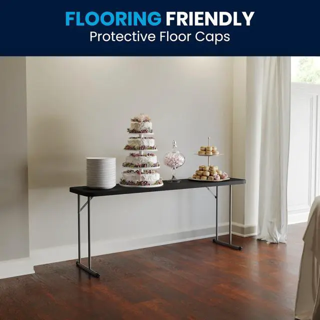 Alt view image 6 of 7 - Flash Furniture Kathryn 6' Rectangular Plastic Folding Table, Long Plastic Foldable Table for Indoor/Outdoor Events, Black