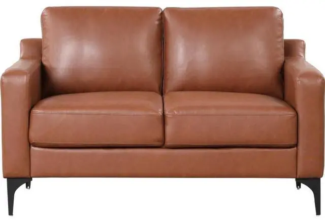 Main image of Serta Triton 55 Stationary Loveseat Sofa, Modern Decor Couch Love Seat Living Room Furniture Upholstered Faux Leather Sofas Furniture, Solid Easy to Install Small Couch for Bedroom, Caramel Brown
