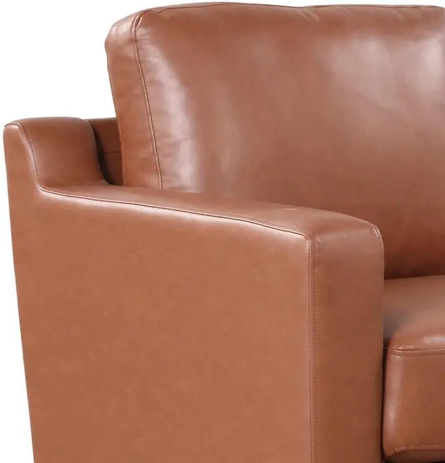 Alt view image 3 of 6 - Serta Triton 55 Stationary Loveseat Sofa, Modern Decor Couch Love Seat Living Room Furniture Upholstered Faux Leather Sofas Furniture, Solid Easy to Install Small Couch for Bedroom, Caramel Brown