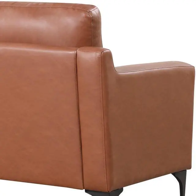 Alt view image 4 of 6 - Serta Triton 55 Stationary Loveseat Sofa, Modern Decor Couch Love Seat Living Room Furniture Upholstered Faux Leather Sofas Furniture, Solid Easy to Install Small Couch for Bedroom, Caramel Brown