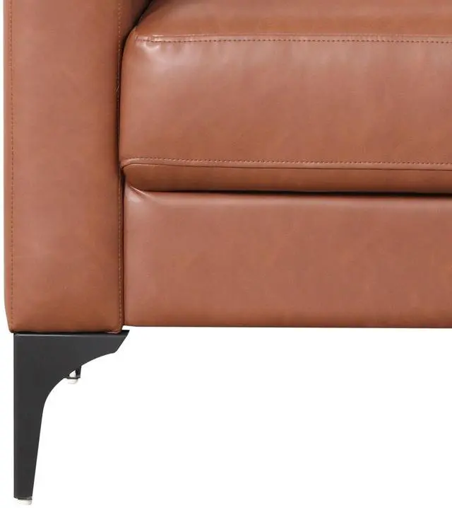 Alt view image 5 of 6 - Serta Triton 55 Stationary Loveseat Sofa, Modern Decor Couch Love Seat Living Room Furniture Upholstered Faux Leather Sofas Furniture, Solid Easy to Install Small Couch for Bedroom, Caramel Brown