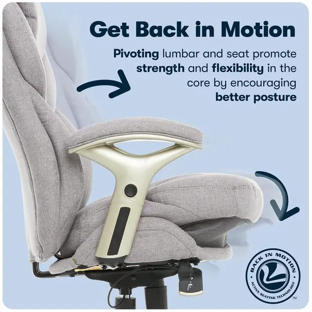 Alt view image 4 of 7 - Serta Works Executive Office Chair with Back in Motion Technology, Seamless Light Gray Fabric
