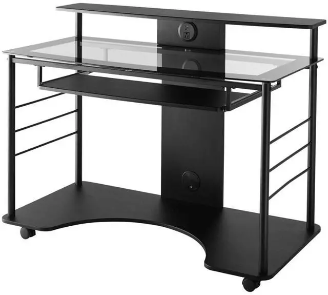 Alt view image 2 of 7 - Realspace® 47"W Mobile Tech Desk Workstation, 36-1/16"H x 47-1/4"W x 26"D, Black