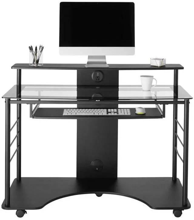 Alt view image 4 of 7 - Realspace® 47"W Mobile Tech Desk Workstation, 36-1/16"H x 47-1/4"W x 26"D, Black