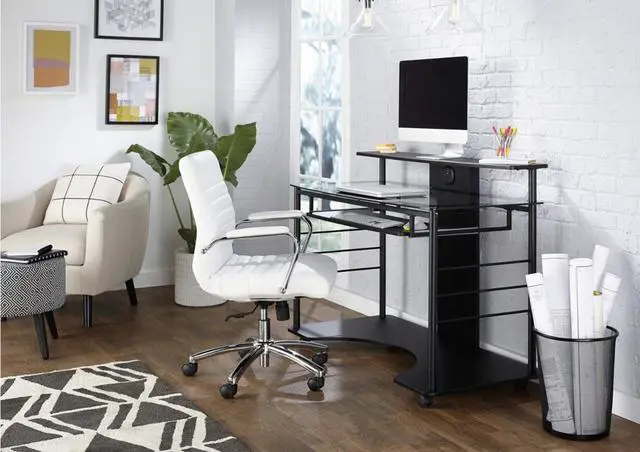 Alt view image 5 of 7 - Realspace® 47"W Mobile Tech Desk Workstation, 36-1/16"H x 47-1/4"W x 26"D, Black