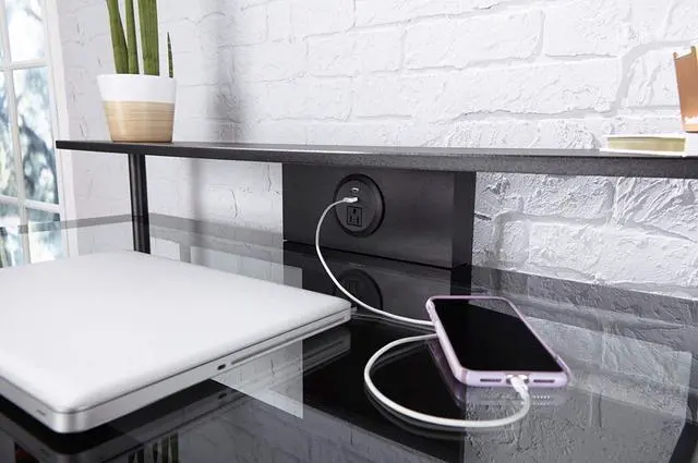 Alt view image 7 of 7 - Realspace® 47"W Mobile Tech Desk Workstation, 36-1/16"H x 47-1/4"W x 26"D, Black
