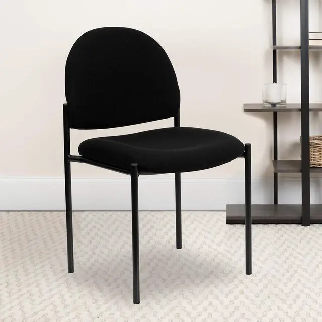 Alt view image 2 of 7 - Tania Comfort Black Fabric Stackable Steel Side Reception Chair