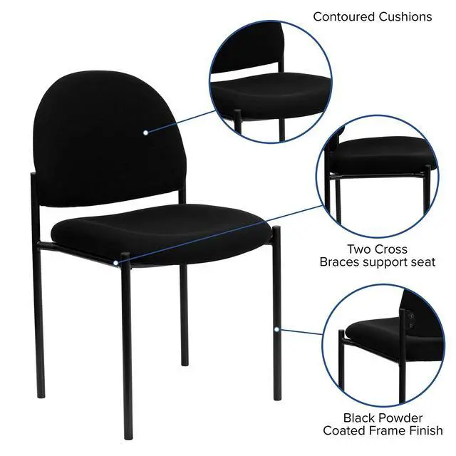 Alt view image 4 of 7 - Tania Comfort Black Fabric Stackable Steel Side Reception Chair