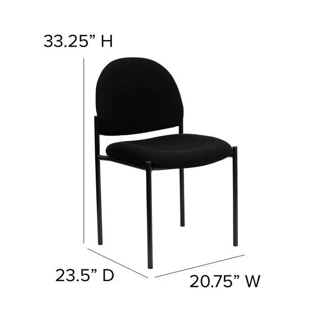 Alt view image 3 of 7 - Tania Comfort Black Fabric Stackable Steel Side Reception Chair