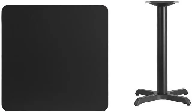 Alt view image 18 of 19 - 30'' Square Black Laminate Table Top with 22'' x 22'' Table Height Base