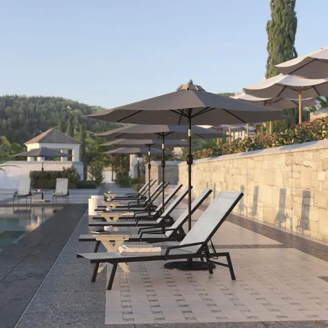 Alt view image 12 of 14 - Flash Furniture Brazos Adjustable Chaise Lounge Chair with Arms Gray/Black (JJLC323BKGY)