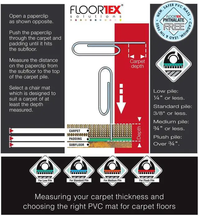 Alt view image 15 of 15 - Cleartex Advantagemat Black Chair Mat - Office, Hard Floor, Carpeted Floor - 48" Length x 36" Width x 0.60" Thickness -