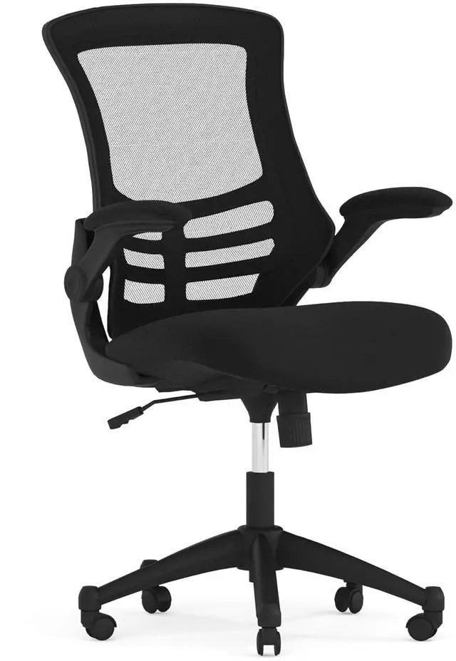 Main image of Kelista Mid-Back Swivel Office Chair with Adjustable Seat Height, Ergonomic Mesh Desk Chair with Flip-Up Armrests, Black