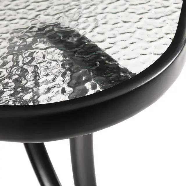 Alt view image 5 of 7 - Flash Furniture Tory Rectangle Patio Table with Umbrella Hole, Commercial All-Weather Table with Heat Resistant Tempered Glass, Steel Tube Frame, 35x 59, Black