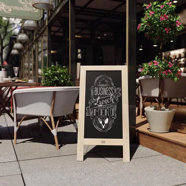 Alt view image 17 of 19 - Canterbury 40" x 20" Vintage Wooden A-Frame Magnetic Indoor/Outdoor Chalkboard Sign, Freestanding Double Sided Extra Large Message Board, Weathered