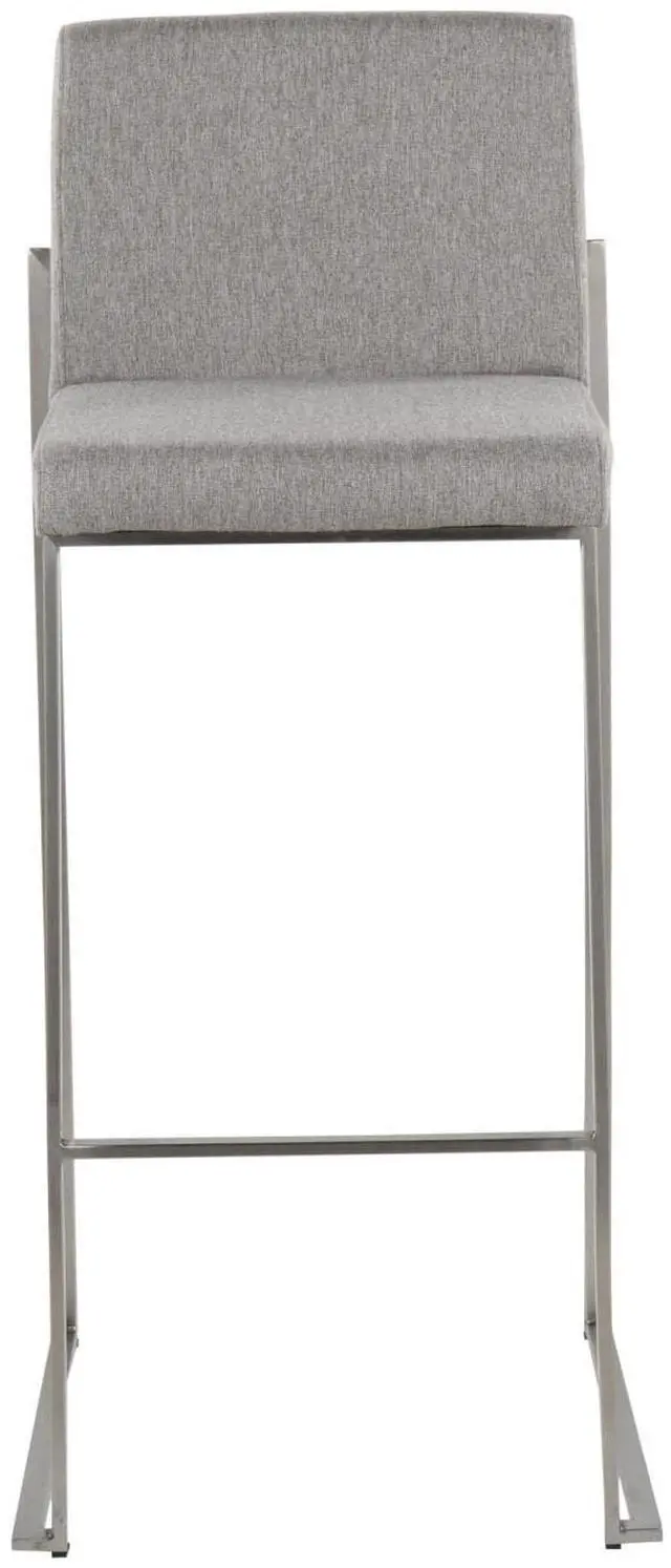 Alt view image 7 of 7 - LumiSource Fuji High Back Bar Stool, Bar Chairs, Bar Stools Set of 2 (Grey Fabric)