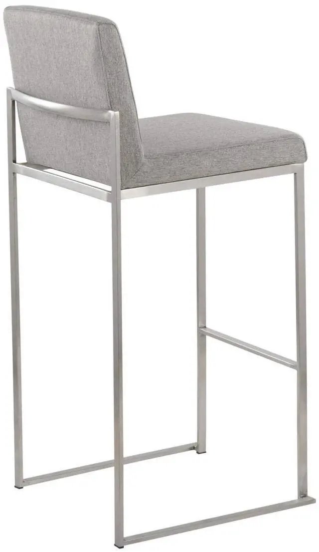 Alt view image 5 of 7 - LumiSource Fuji High Back Bar Stool, Bar Chairs, Bar Stools Set of 2 (Grey Fabric)