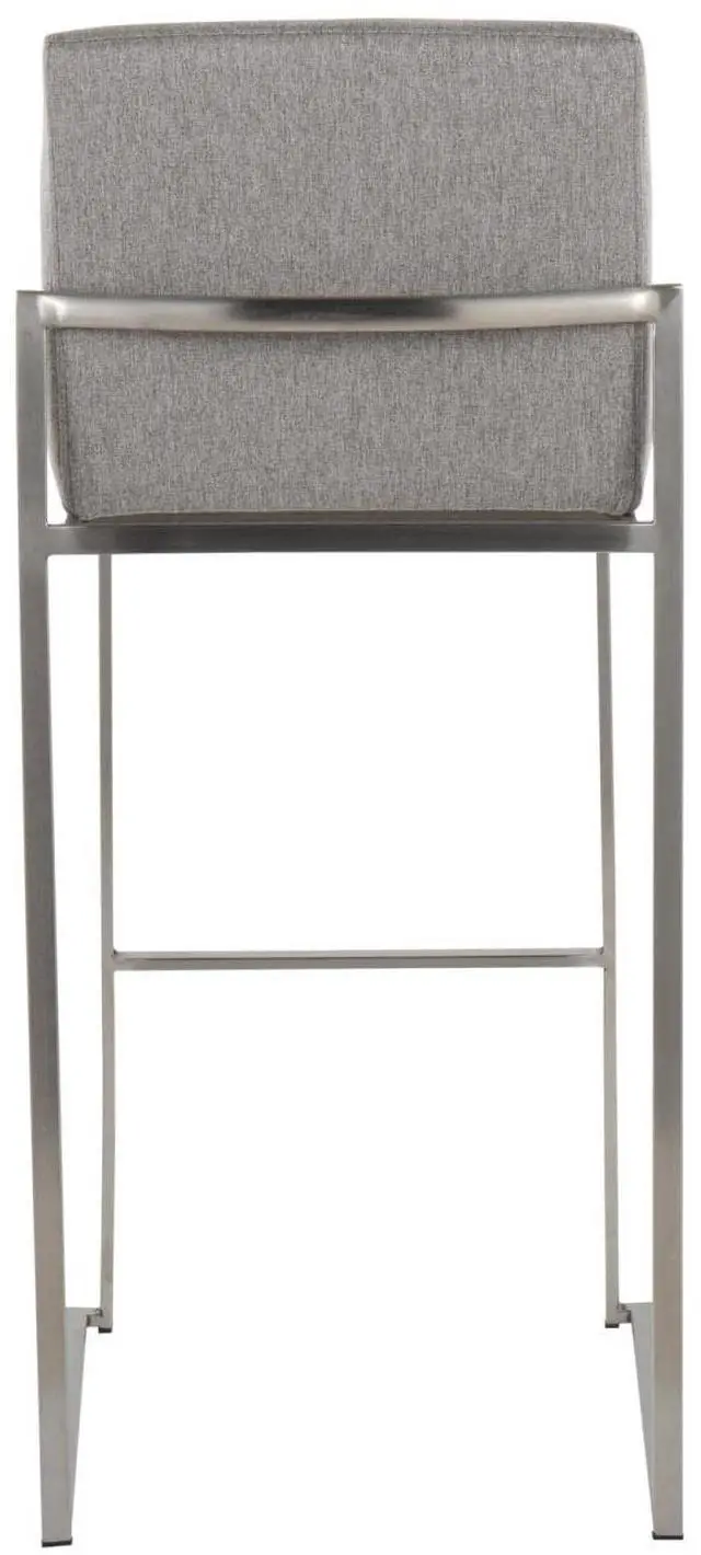 Alt view image 6 of 7 - LumiSource Fuji High Back Bar Stool, Bar Chairs, Bar Stools Set of 2 (Grey Fabric)