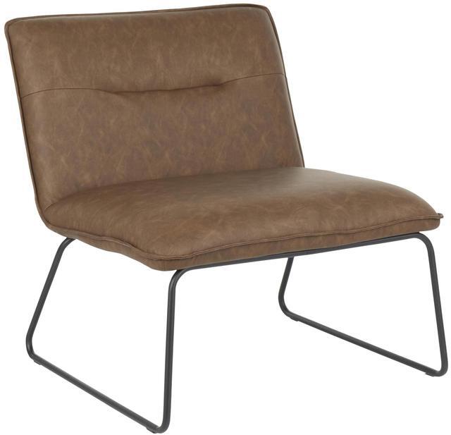 Alt view image 2 of 7 - LumiSource Casper Leather Accent Chair, Armless Chair, Black Accent Chair for Living Room, Comfy Chair for Bedroom, Industrial Chair