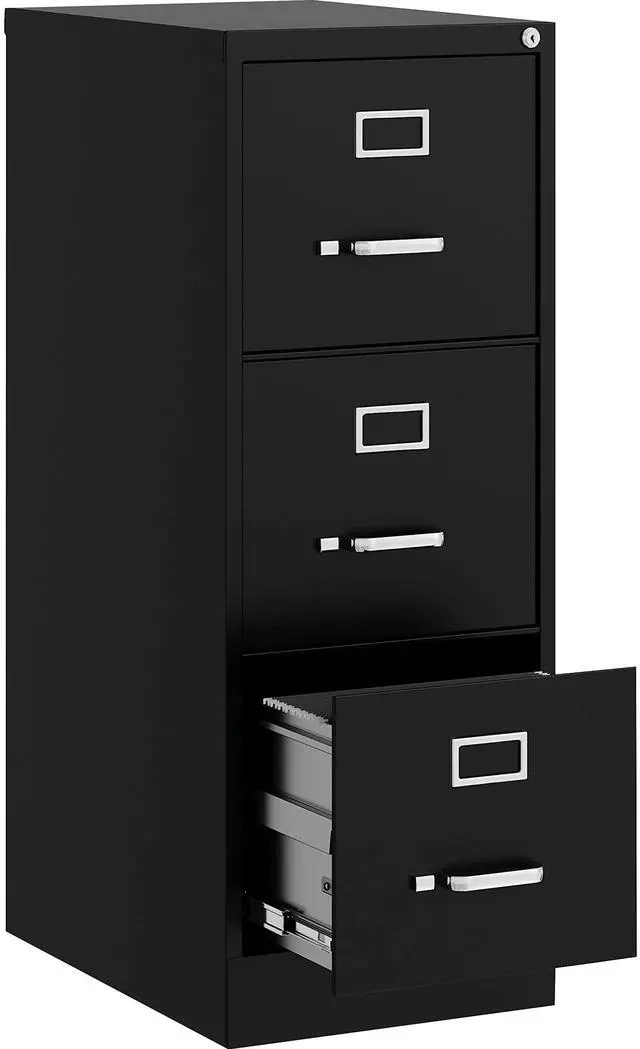 Alt view image 7 of 11 - Lorell Vertical File, 22" Deep, 3-Dwr, Letter, 15"X22"X52" , Bk (LLR42297)