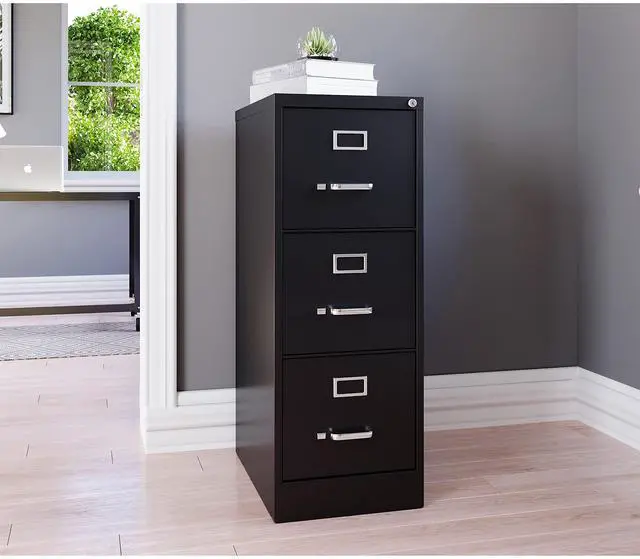 Alt view image 9 of 11 - Lorell Vertical File, 22" Deep, 3-Dwr, Letter, 15"X22"X52" , Bk (LLR42297)