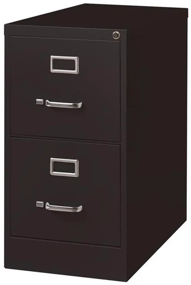 Alt view image 6 of 11 - Lorell 2-Drawer Vertical File w/ Lock 15"x26-1/2"x28-3/8" Black 60194