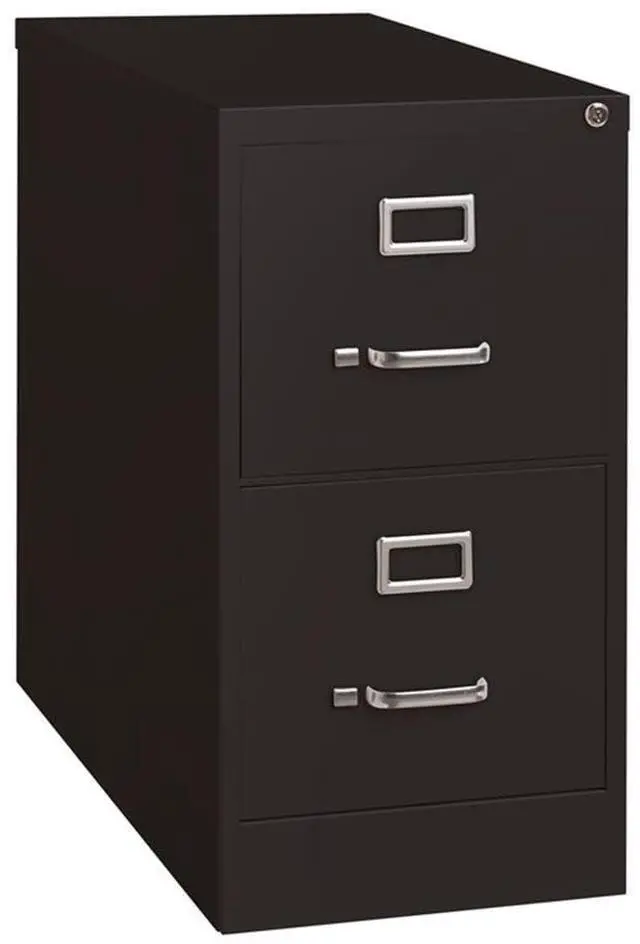 Alt view image 9 of 11 - Lorell 2-Drawer Vertical File w/ Lock 15"x26-1/2"x28-3/8" Black 60194