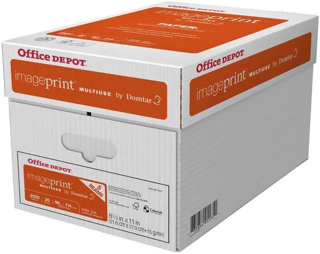 Alt view image 2 of 7 - Office Depot ImagePrint FSC Certified Multiuse Paper by Domtar, 8 1/2in x 11in, 20 Lb, White, 500 Sheets Per Ream, Case Of 5 Reams, 1914