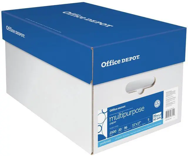 Alt view image 2 of 7 - Office Depot Extra Bright Copy Paper, 11in. x 17in., 20 Lb., 90 Brightness, Case Of 5 Reams