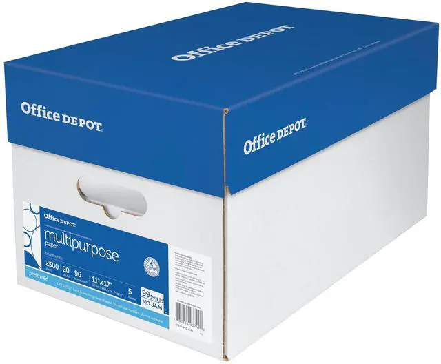 Alt view image 4 of 7 - Office Depot Extra Bright Copy Paper, 11in. x 17in., 20 Lb., 90 Brightness, Case Of 5 Reams
